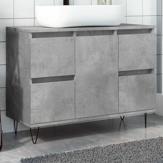 Armadietto da Bagno Grigio Cemento 80x33x60cm in Truciolato 857234