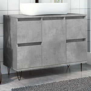 Armadietto da Bagno Grigio Cemento 80x33x60cm in Truciolato