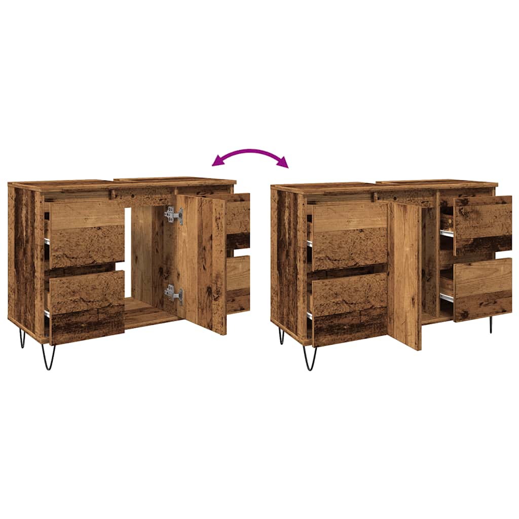 Mobile da Bagno Legno Antico 80x33x60 cm in Truciolato