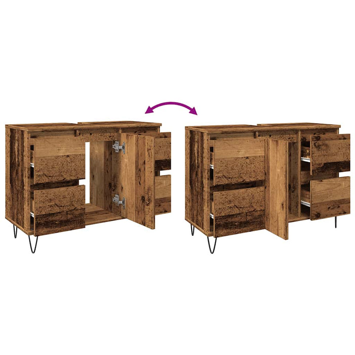 Mobile da Bagno Legno Antico 80x33x60 cm in Truciolato