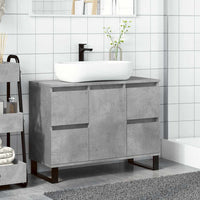 Armadietto da Bagno Grigio Cemento 80x33x60cm Legno Multistrato 857237