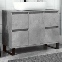 Armadietto da Bagno Grigio Cemento 80x33x60cm Legno Multistrato 857237