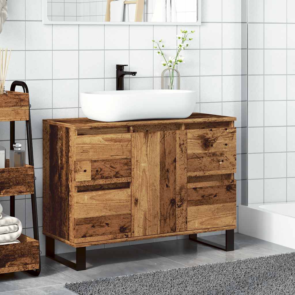 vidaXL Mobile da Bagno Legno Antico 80x33x60 cm in Truciolato