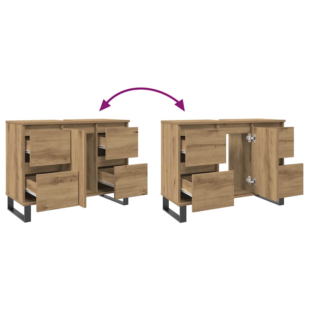 vidaXL Mobiletto da Bagno Rovere Artigianale 80x33x60 cm in Truciolato