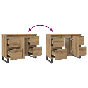 vidaXL Mobiletto da Bagno Rovere Artigianale 80x33x60 cm in Truciolato