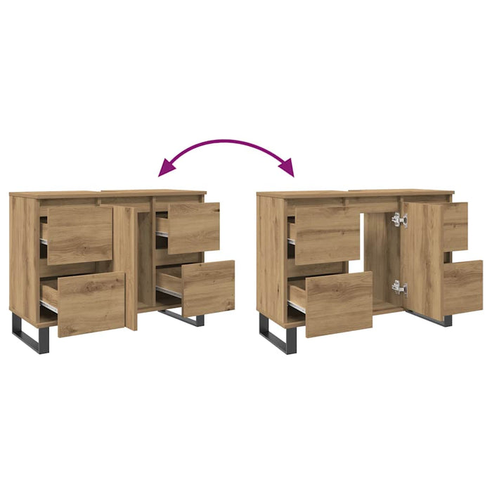 vidaXL Mobiletto da Bagno Rovere Artigianale 80x33x60 cm in Truciolato