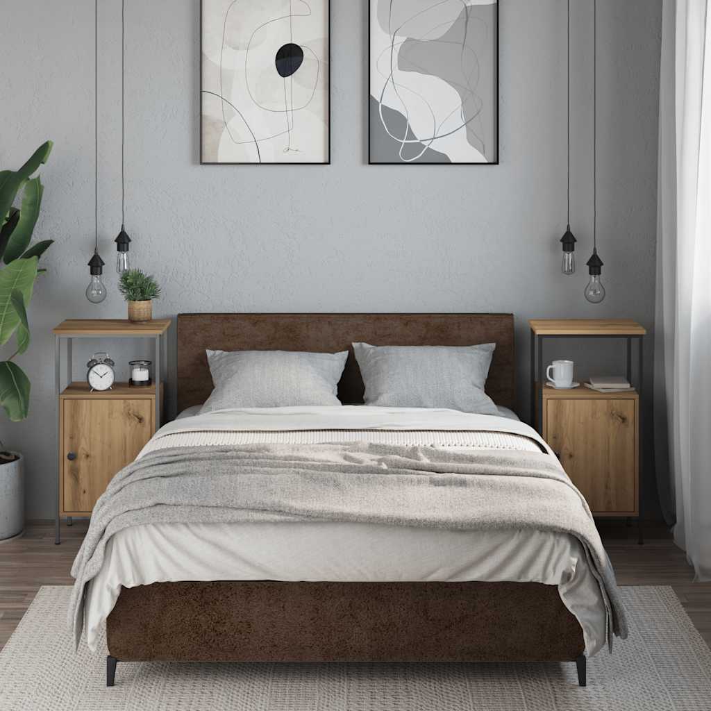 vidaXL Comodini 2pz Rovere Artigianale 41x31x80cm in Legno Multistrato