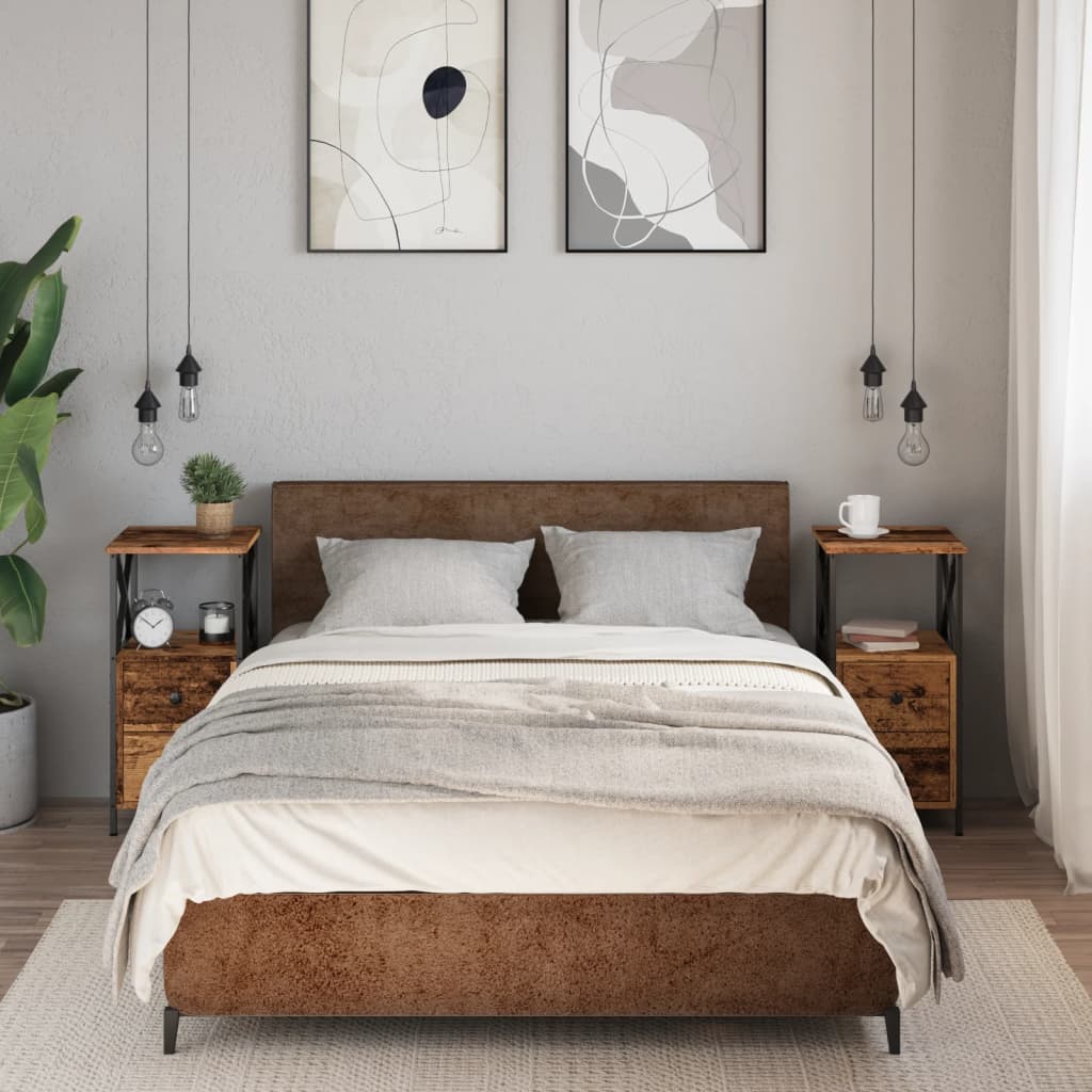 vidaXL Comodini Legno Antico 2 pz 34x35,5x70 cm in Legno Multistrato