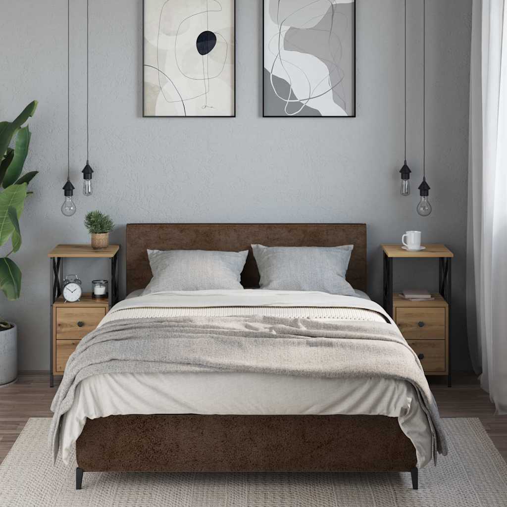 vidaXL Comodini 2pz Rovere Artigianale 34x35,5x70 cm Legno Multistrato