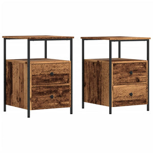 Comodini Legno Antico 2 pz-Set di 2 Tavolino da notte 34x35,5x50 cm in Legno Multistrato