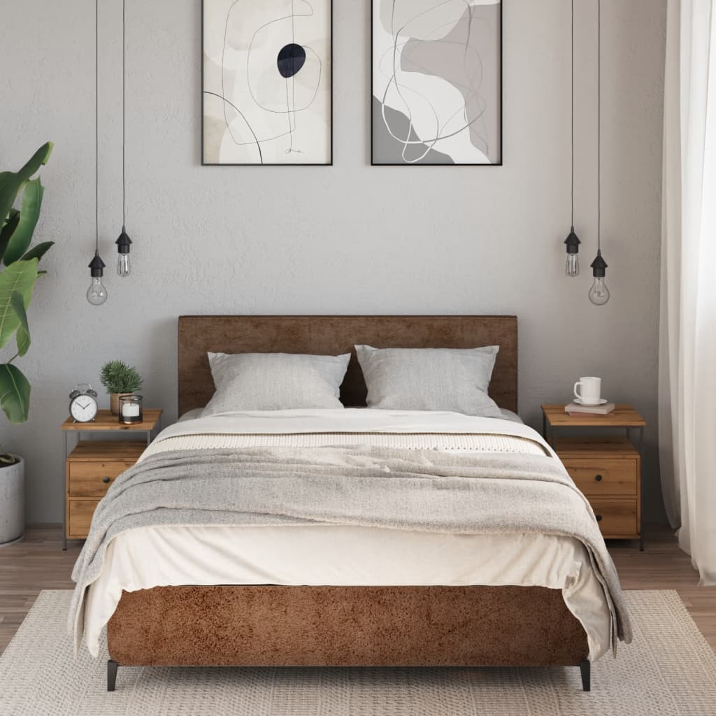 Comodini 2pz Rovere Artigianale 34x35,5x50 cm Legno Multistrato