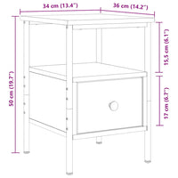 vidaXL Comodino Rovere Artigianale 34x36x50 cm in Legno Multistrato