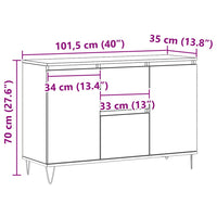 Credenza Rovere Artigianale 101,5x35x70 cm in Legno Multistrato 857267