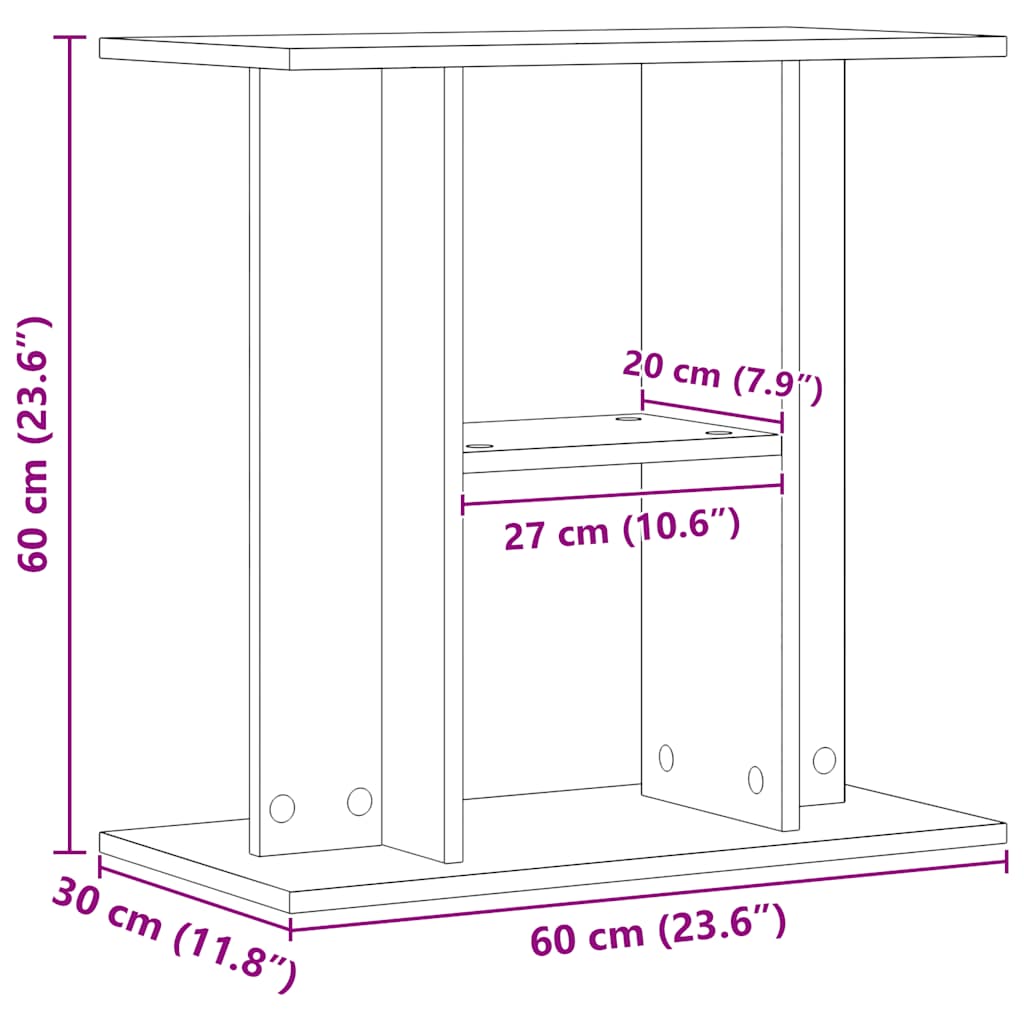 vidaXL Supporto Acquario 60x30x60 cm Multistrato Rovere Artigianale