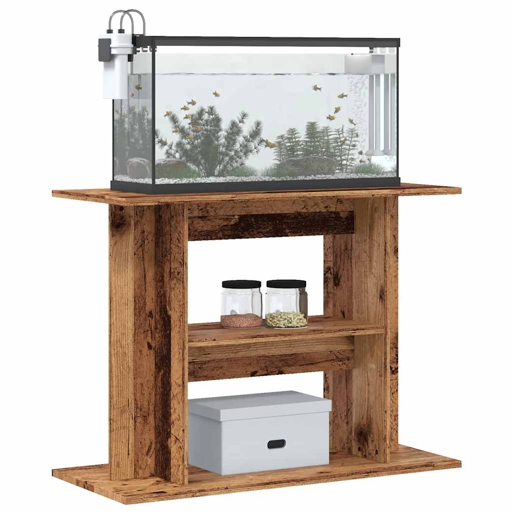 vidaXL Supporto Acquario 80x35x60 cm in Legno Multistrato Legno Antico