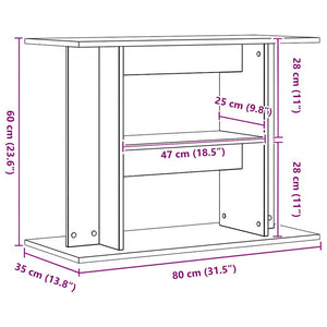 Supporto per acquario artigianale in rovere 80x35x60 cm in legno ingegnerizzato 857273