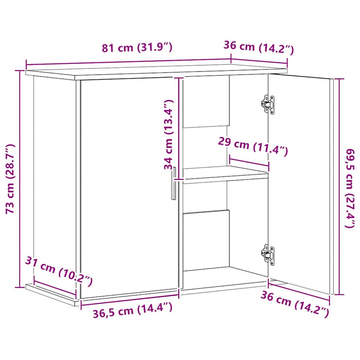 Supporto Acquario 81x36x73 cm in Legno Multistrato Legno Antico 857284