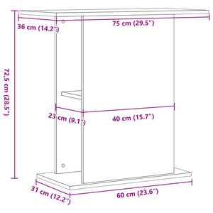 Supporto per acquario fatto a mano 36 x 75 x 725 cm in legno ingegnerizzato marrone 02_0044694