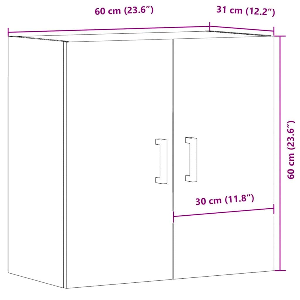 vidaXL Armadietto a Muro Rovere Artigianale 60x31x60 cm in Truciolato