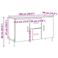 Credenza Rovere Artigianale 100x36x60 cm in Legno Multistrato 857321