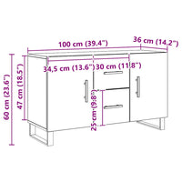 vidaXL Credenza Rovere Artigianale 100x36x60 cm in Legno Multistrato