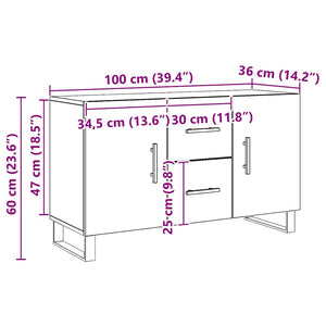 vidaXL Credenza Rovere Artigianale 100x36x60 cm in Legno Multistrato