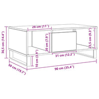 Tavolino da Salotto Rovere Artigianale 90x50x36,5 cm Truciolato 857341