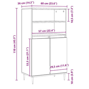 Credenza-Buffet-Armadio da cucina Rovere Artigianale 60x36x110 cm in Legno Multistrato 357897