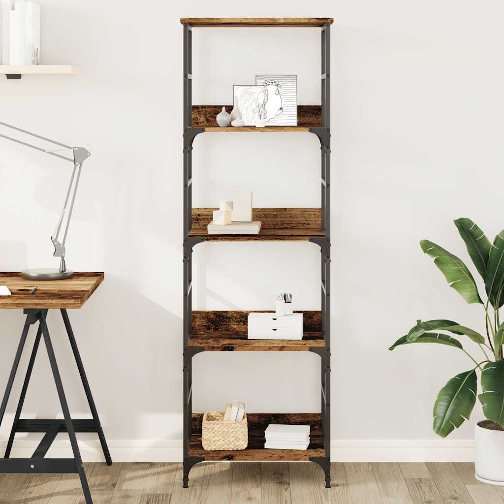 Libreria-Scaffale per Libri-Mobile di Stoccaggio Legno Antico 50x33x153 cm in Legno Multistrato