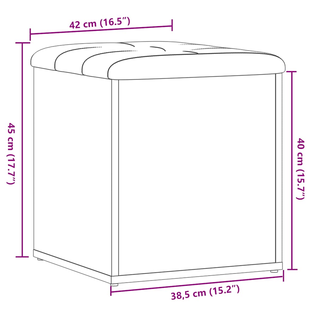 Panca Portaoggetti Rovere Artigianale 42x42x45 cm in Truciolato