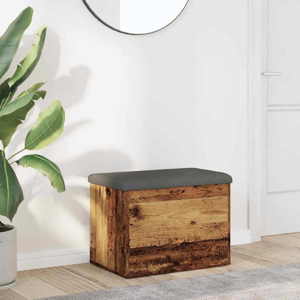 Panca Portaoggetti-Sgabello-Panca con Contenitore Legno Antico 62x42x45 cm Legno Multistrato