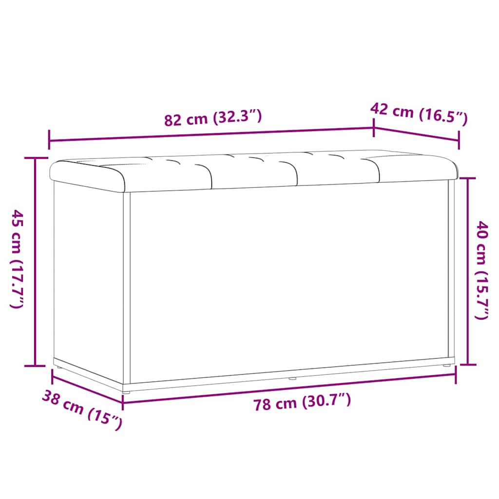 Panca Portaoggetti Legno Antico 82x42x45 cm Legno Multistrato