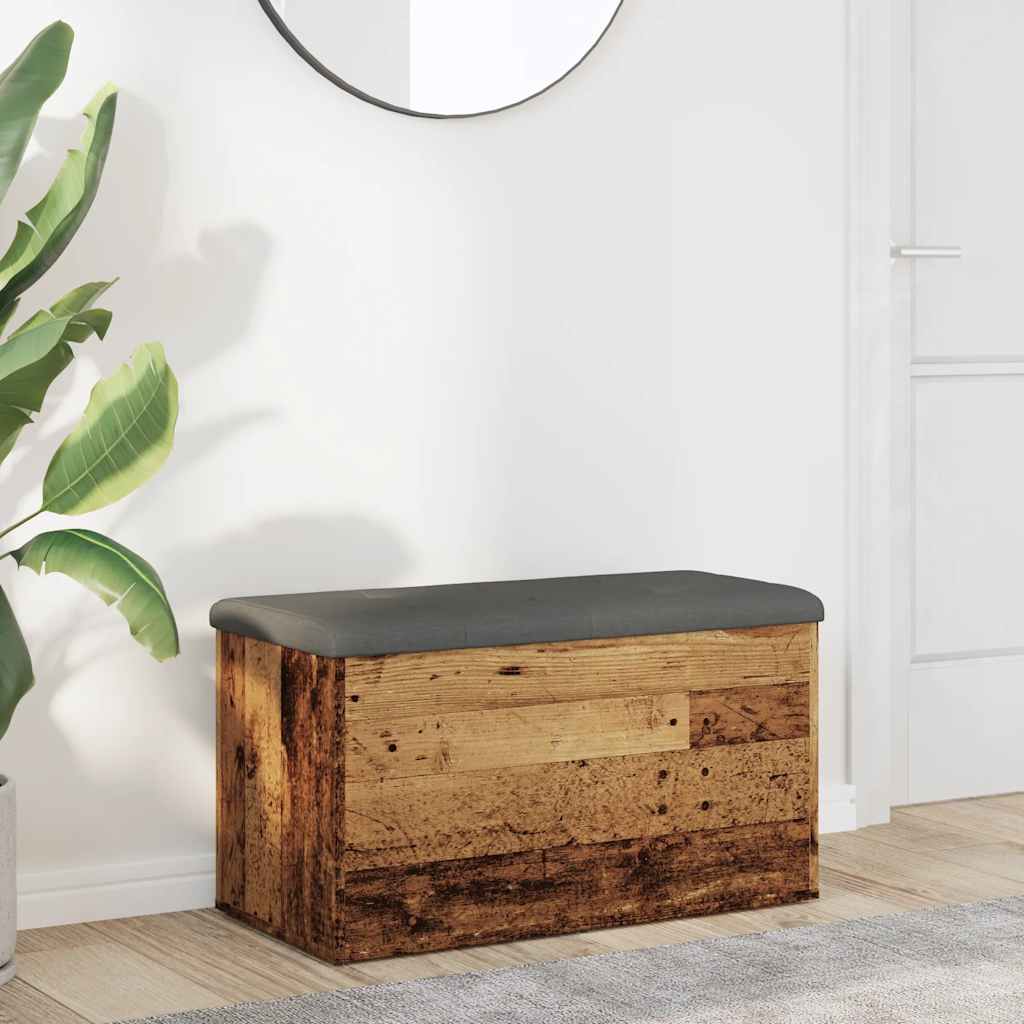 Panca Portaoggetti-Sgabello-Panca con Contenitore Legno Antico 82x42x45 cm Legno Multistrato