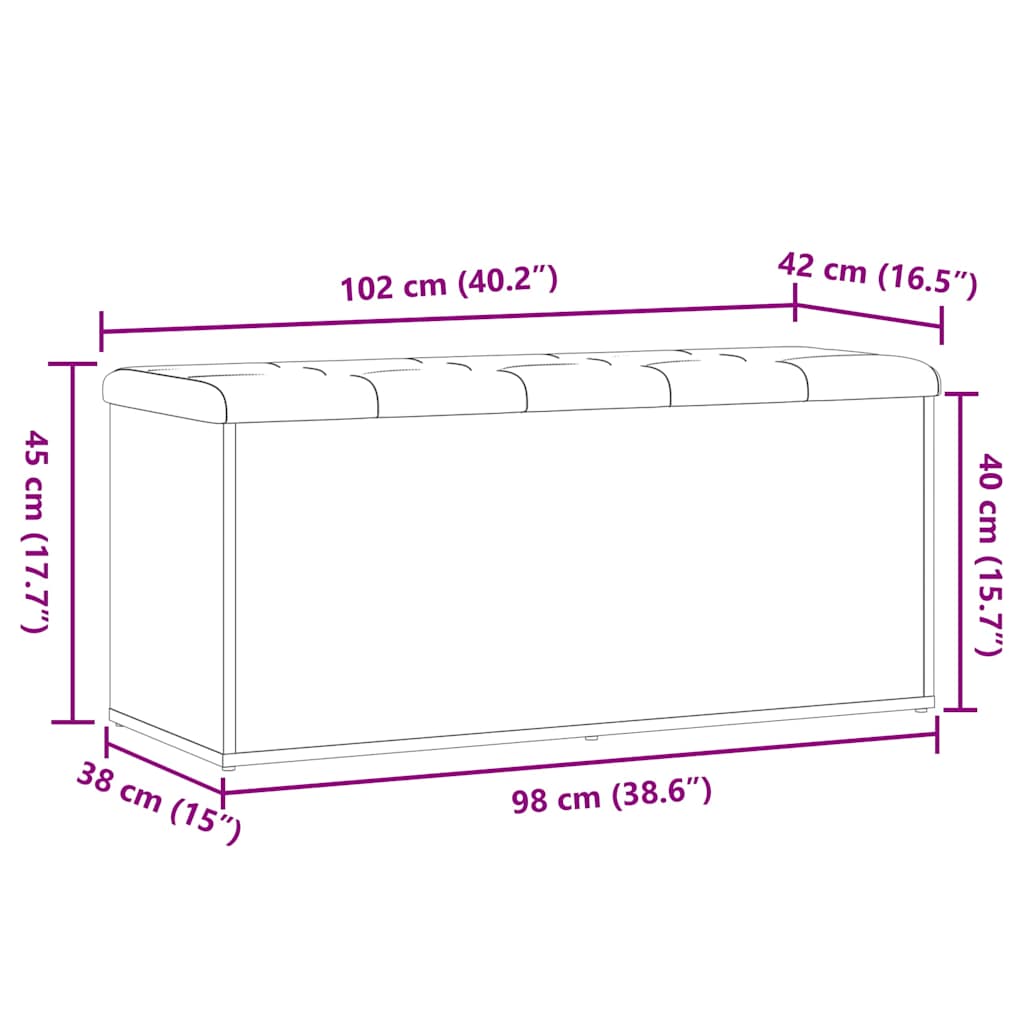vidaXL Panca Portaoggetti Legno Antico 102x42x45 cm Legno Multistrato