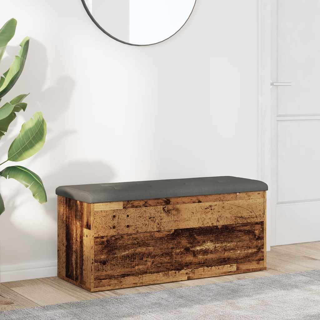 Panca Portaoggetti-Sgabello-Panca con Contenitore Legno Antico 102x42x45 cm Legno Multistrato