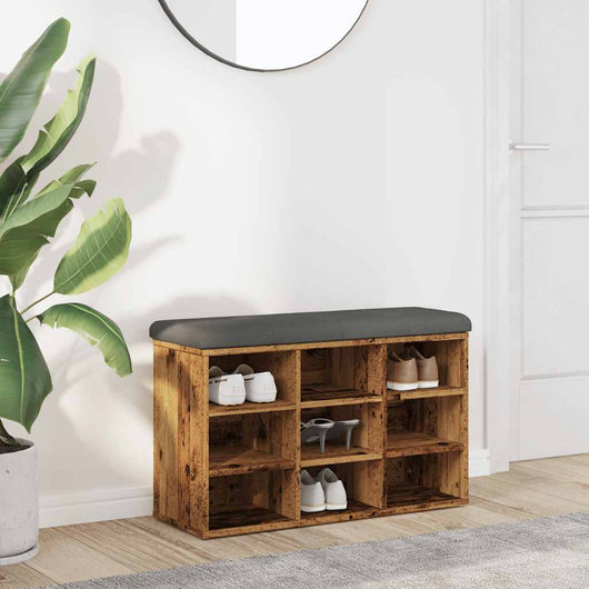Panca Porta Scarpe Legno Antico 82x32x50 cm Legno Multistrato 857623