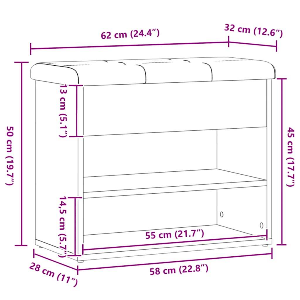 Scarpiera Rovere Artigianale 62x32x50 cm in Legno Multistrato 857630