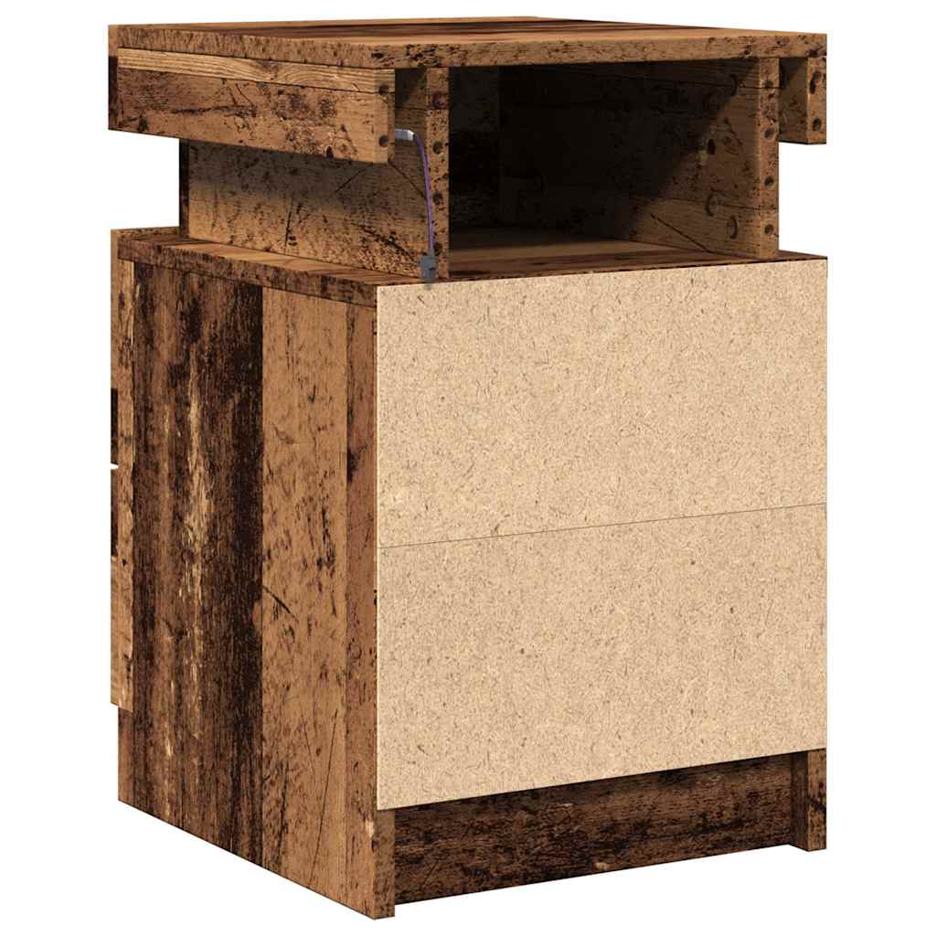 Comodino con LED-Tavolino da notte Legno Antico 35x39x55 cm in Truciolato