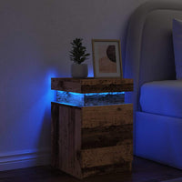 Comodino con LED-Tavolino da notte Legno Antico 35x39x55 cm in Truciolato