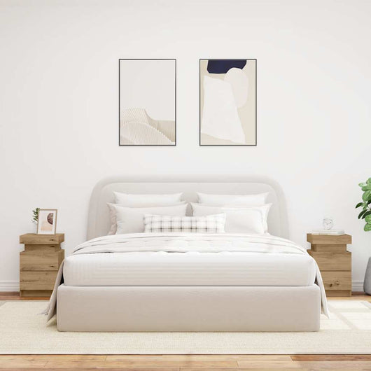 Comodini con LED 2pz-Tavolino da notte Rovere Artigianale 40x30x40 cm Truciolato