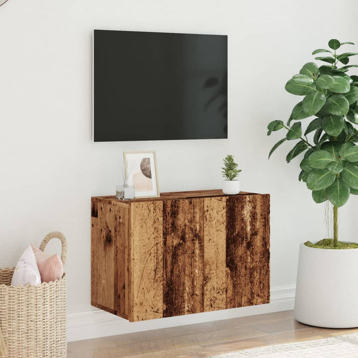 Mobile TV a Parete-Mobile TV a Muro Legno Antico 60x30x41 cm