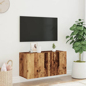 Mobile TV a Parete-Mobile TV a Muro Legno Antico 80x30x41 cm