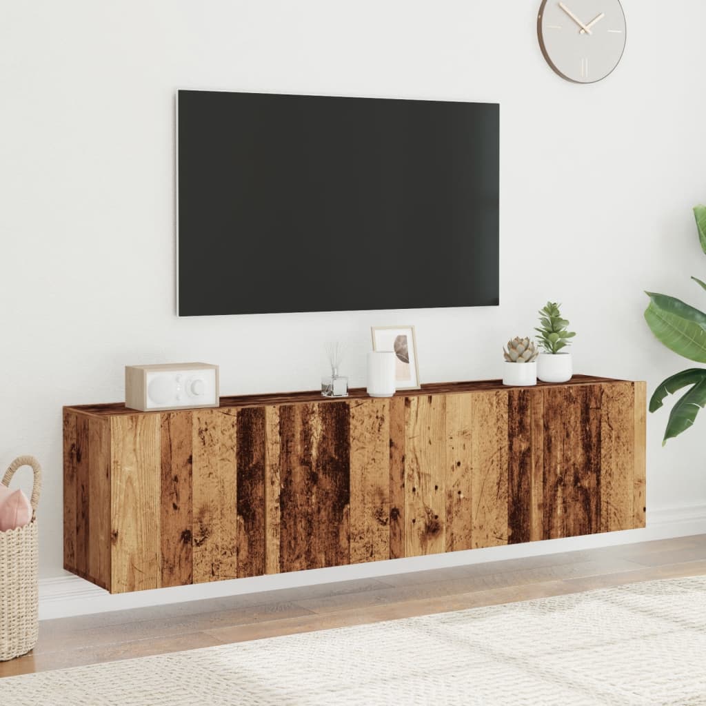 Mobili TV a Parete 2pz-Set di 2 Credenza per TV sospesa Legno Antico 80x30x41 cm