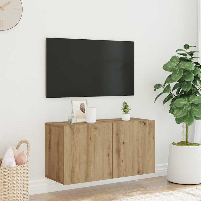 Mobile TV a Parete-Mobile TV a Muro Rovere Artigianale 80x30x41 cm