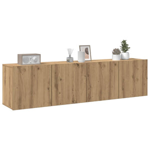 Mobili TV a Parete 2pz-Set di 2 Credenza per TV sospesa Rovere Artigianale 80x30x41 cm