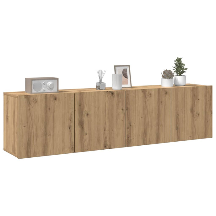 Mobili TV a Parete 2pz-Set di 2 Credenza per TV sospesa Rovere Artigianale 80x30x41 cm