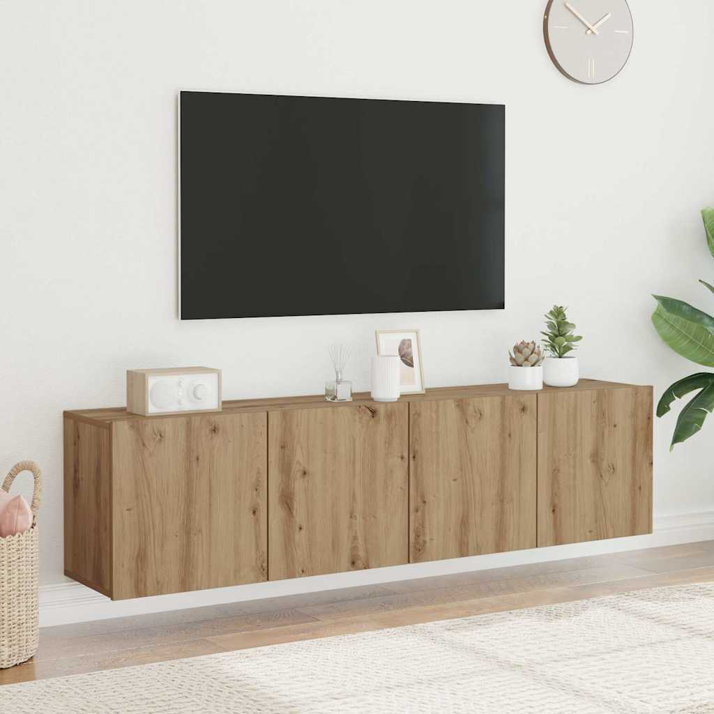 Mobili TV a Parete 2pz-Set di 2 Credenza per TV sospesa Rovere Artigianale 80x30x41 cm