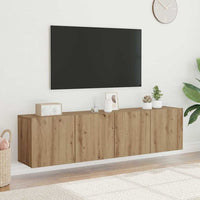Mobili TV a Parete 2pz-Set di 2 Credenza per TV sospesa Rovere Artigianale 80x30x41 cm