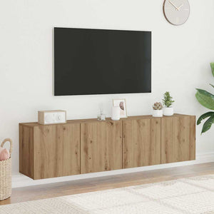 Mobili TV a Parete 2pz-Set di 2 Credenza per TV sospesa Rovere Artigianale 80x30x41 cm