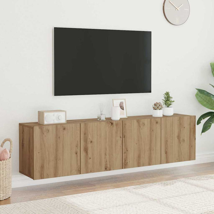 Mobili TV a Parete 2pz-Set di 2 Credenza per TV sospesa Rovere Artigianale 80x30x41 cm